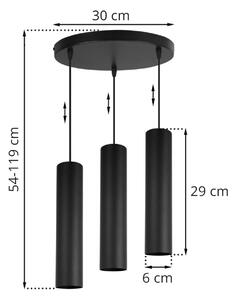 Závesné svietidlo TUBA, 3x kovové tienidlo (výber z 2 farieb), O
