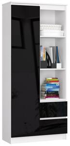 Regál R 80 cm CLP R11 biela/čierna lesk
