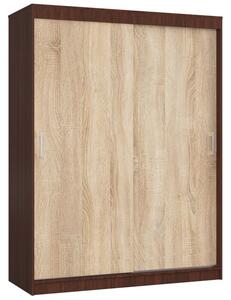 Šatníková skriňa posuvná 150 cm CLP MONO wenge/dub sonoma