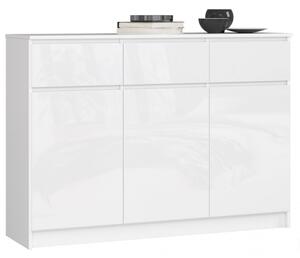 Komoda K140 3D3SZ biela lesk