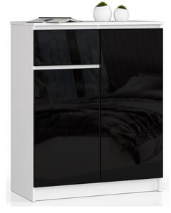 Komoda K80 2D1SZ biela/čierna lesk