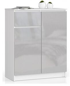 Komoda K80 2D1SZ biela/metalik lesk
