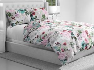 Biante Bavlnené posteľné obliečky Sandra SA-220 Veľké ružové kvety Predĺžené 140x220 a 70x90 cm