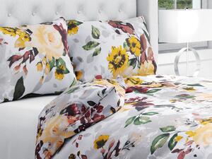 Biante Bavlnené posteľné obliečky Sandra SA-217 Veľké žlté kvety Jednolôžko 140x200 a 70x90 cm