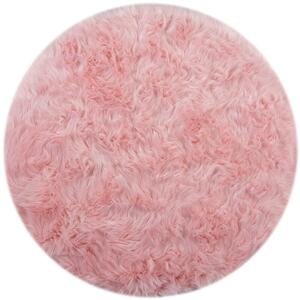 Flair Rugs koberce Kusový koberec Faux Fur Sheepskin Pink kruh - 120x120 (priemer) kruh cm