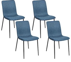 Sada 4 jedálenských stoličiek tmavomodrá látkové čalúnenie polyester železné nohy moderný štýl kuchyňa jedáleň