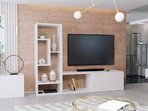 Moderný TV stolík Kraton s regálom, bílý mat
