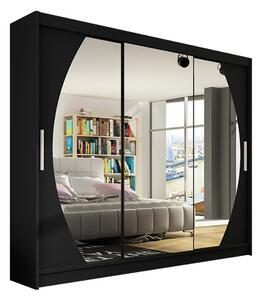 Veľká šatníková skriňa ASTON V 250 cm - čierna