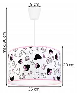 Detské Závesné svietidlo Minnie, 1x textilné tienidlo so vzorom, (fi 35cm)
