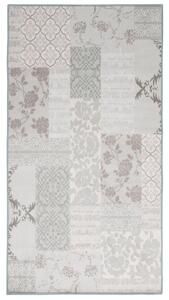 Koberec sivý a ružový polyester 80 x 150 cm s krátkym vlasom kvetovaný vzor vintage dizajn