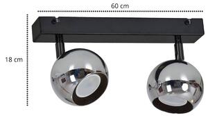 Stropné svietidlo OXFORD, 2x chrómové kovové tienidlo, (výber z 2 farieb konštrukcie - možnosť polohovania)