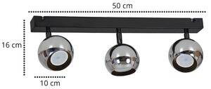 Stropné svietidlo OXFORD, 3x chrómové kovové tienidlo, (výber z 2 farieb konštrukcie - možnosť polohovania)