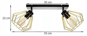 Stropné svietidlo NUVOLA 1, 2x zlaté drôtené tienidlo, (výber z 2 farieb konštrukcie - možnosť polohovania)