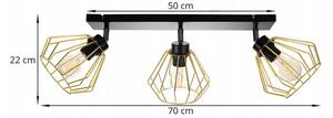 Stropné svietidlo NUVOLA 1, 3x zlaté drôtené tienidlo, (výber z 2 farieb konštrukcie - možnosť polohovania)