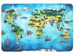 Detský penový koberec WORLD MAP viacfarebná, 77x117 cm