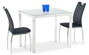 Sklenený jedálenský stôl Army, mliečna / biela