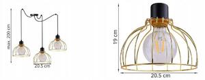 Závesné svietidlo Mobi Spider, 3x zlaté drôtené tienidlo, (výber z 2 farieb konštrukcie)