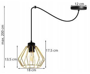 Závesné svietidlo Nuvola Spider 1, 1x zlaté drôtené tienidlo