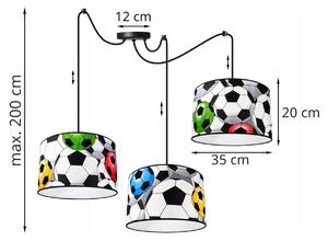 Detské Závesné svietidlo Soccer spider, 3x textilné tienidlo so vzorom, (výber z 2 farieb konštrukcie)