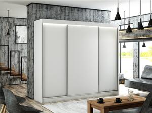 Kvalitná Šatníková Skriňa Bergo 250 cm Biely mat