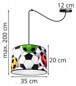 Detské závesné svietidlo Soccer Spider, 1x textilné tienidlo so vzorom, (výber z 2 farieb konštrukcie)