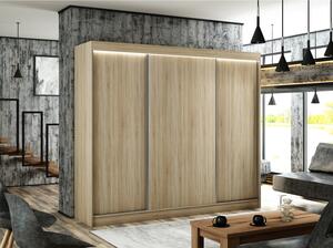 Kvalitná Šatníková Skriňa Bergo 250 cm Dub sonoma