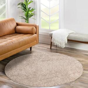 Dekorstudio Shaggy okrúhly koberec CITY 500 svetlo hnedý Priemer koberca: 120cm