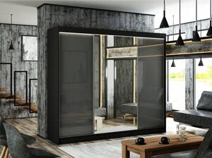 Kvalitná Šatníková Skriňa Velis 250 cm Čierny mat Čierna