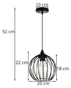 Závesné svietidlo TORONTO, 1x čierne drôtené tienidlo