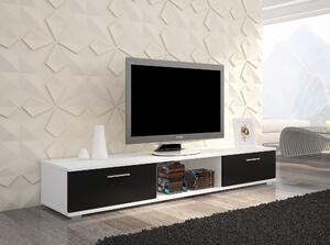 Moderný TV stolík Stark, biela / čierny mat