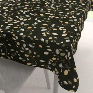Biante Bavlnený obdĺžnikový obrus Sandra SA-722 Vetvičky s lístkami na tmavo zelenom 50x100 cm
