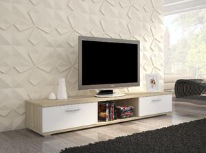 Moderný TV stolík Stark, sonoma / biely mat