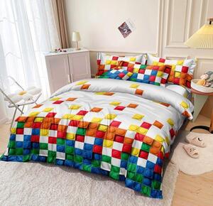 Posteľné obliečky s farebnými kockami PEB-881 Rozmer posteľných obliečok: Šírka x Dĺžka: 140x200cm + 1ks 70x80 cm