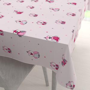 Biante Detský bavlnený obdĺžnikový obrus Sandra SA-726 Ružové sovičky na bledo ružovom 50x100 cm