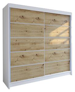 Šatníková skriňa TALIN IV šírka 180 cm - biela/dub artisan