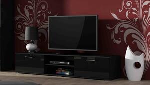 Moderný televízny stolík Zita 180, čierna / čierny lesk