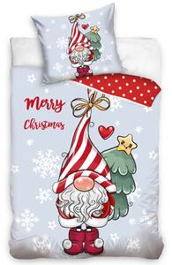 TipTrade Vianočné bavlnené posteľné prádlo 140x200 x 70x90 cm - Vianočný škriatok