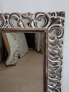Zrkadlo LUGAR hnedá tmavá, 100x60 cm, exotické drevo, ručná práca