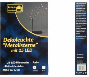 Nexos 57391 Vianočná LED dekorácia - kovové hviezdy - 25 LED čierna