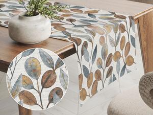 Biante Dekoračný behúň na stôl Porto PRT-009 Modro-hnedé listy na režnom 20x120 cm
