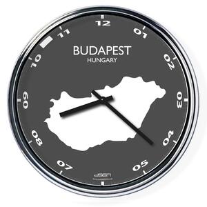 Nástenné hodiny s mapou: Hungary/Budapest, Výber farieb Tmavé