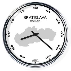 Nástenné hodiny s mapou: Slovakia/Bratislava, Výber farieb Svetlé