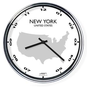 Nástenné hodiny s mapou: USA/New York, Výber farieb Svetlé