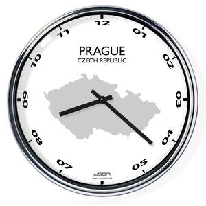 Nástenné hodiny s mapou: Czech Republic/Prague, Výber farieb Svetlé