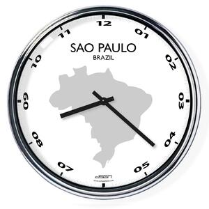Nástenné hodiny s mapou: Brazil/Sao Paulo, Výber farieb Svetlé