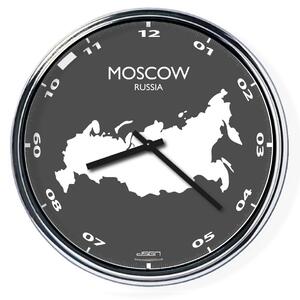 Nástenné hodiny s mapou: Russia/Moscow, Výber farieb Tmavé