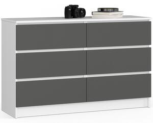 Komoda K120 6SZ - biela/grafit