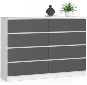 Komoda K140 8SZ - biela/grafit