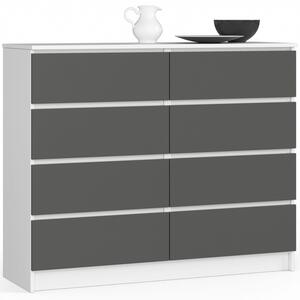 Komoda K120 8SZ - biela/grafit
