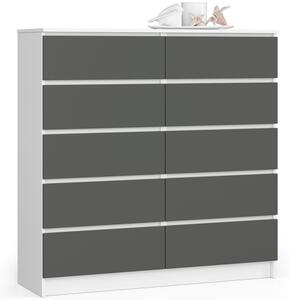 Komoda K120 10SZ - biela/grafit